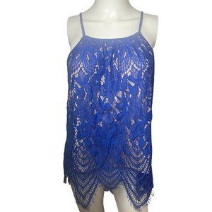 NWOT Women's Blue Lace Beige Lined‎ Top